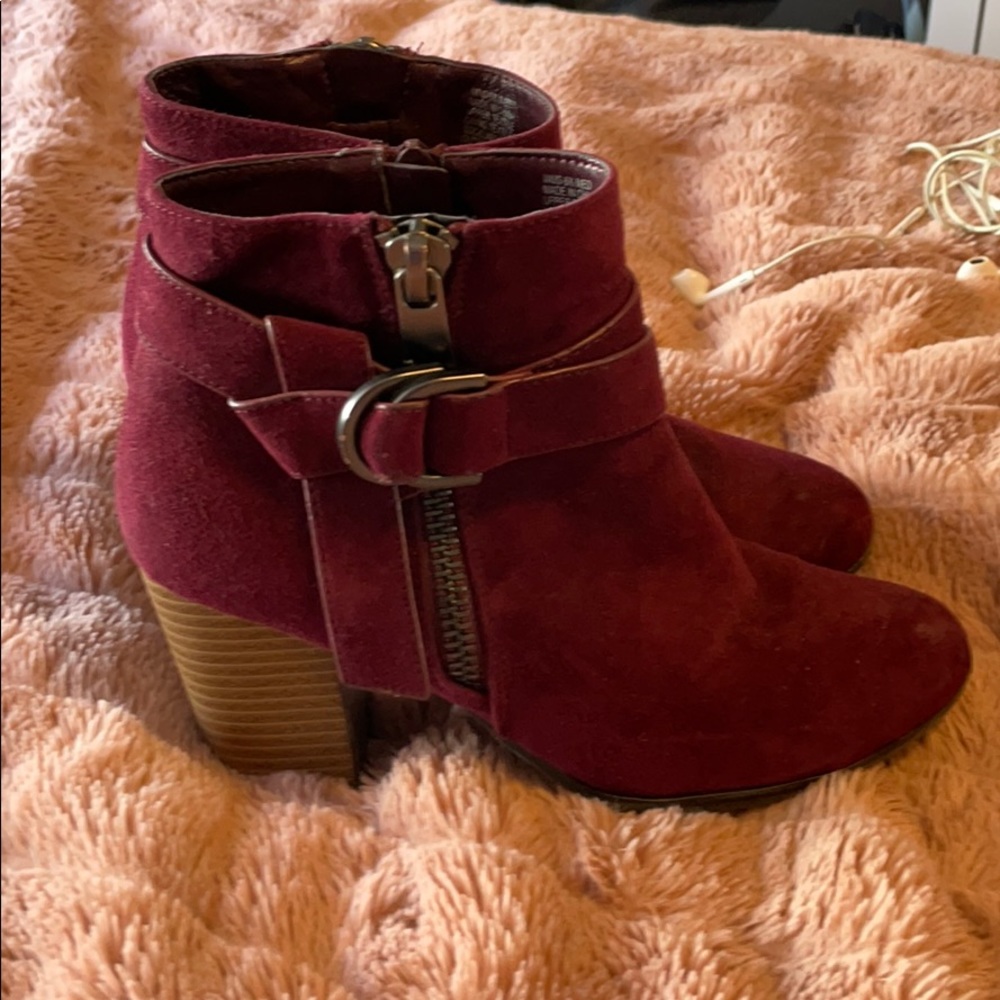 burgundy booties